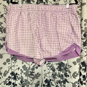 Purple and white active shorts